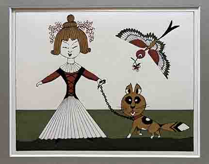 武井武雄伝承木版画 「京子と狸」 | 呂古書房